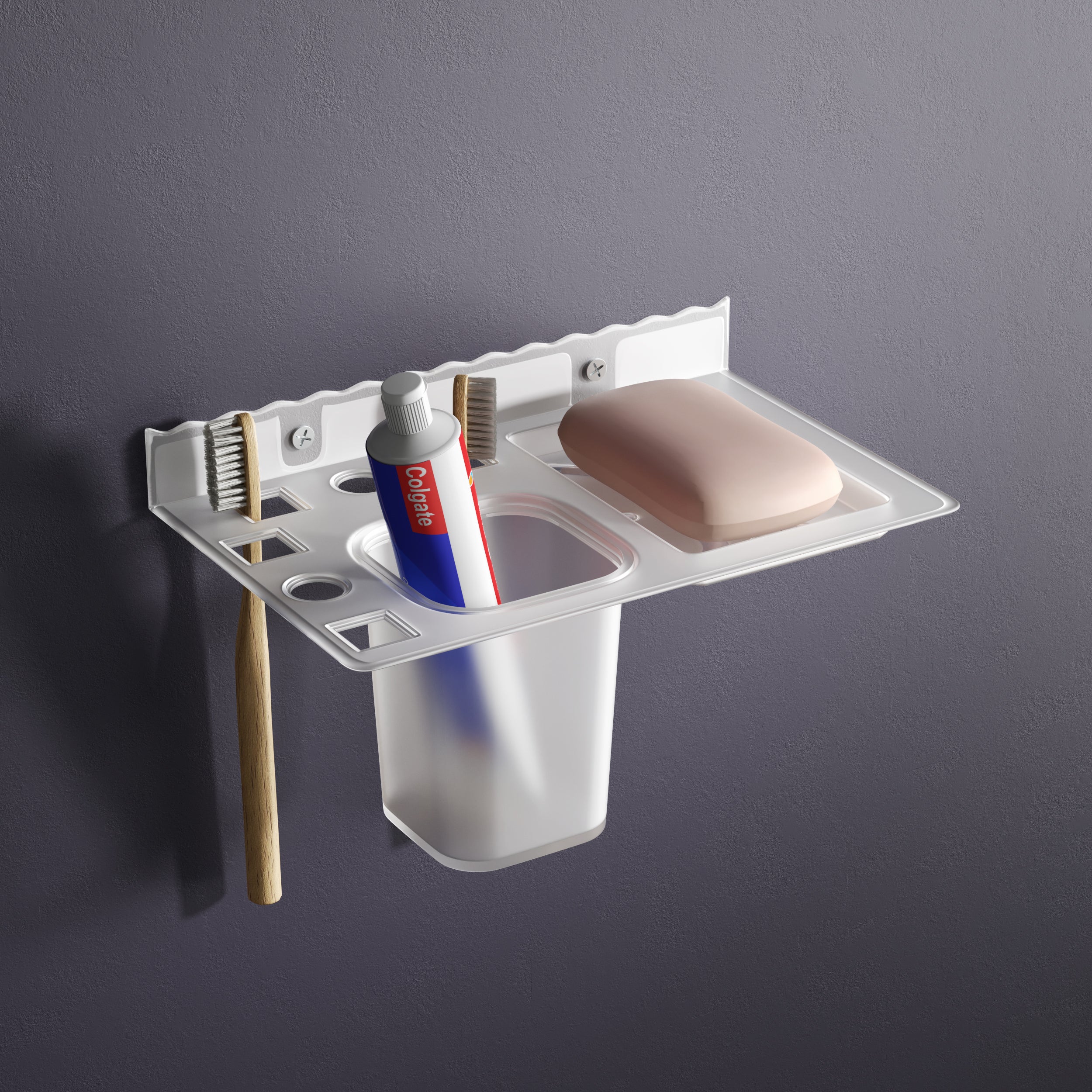 Acrylic Toothbrush & Tumbler Holder with Soap Dish