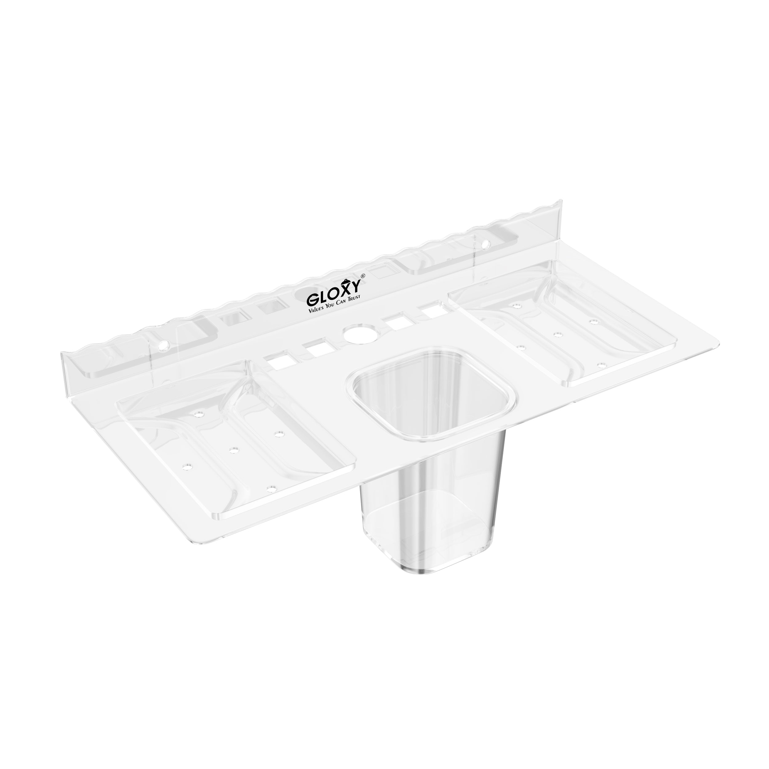 Double Soap Dish with Toothbrush & Tumbler Holder Usable for Bathroom