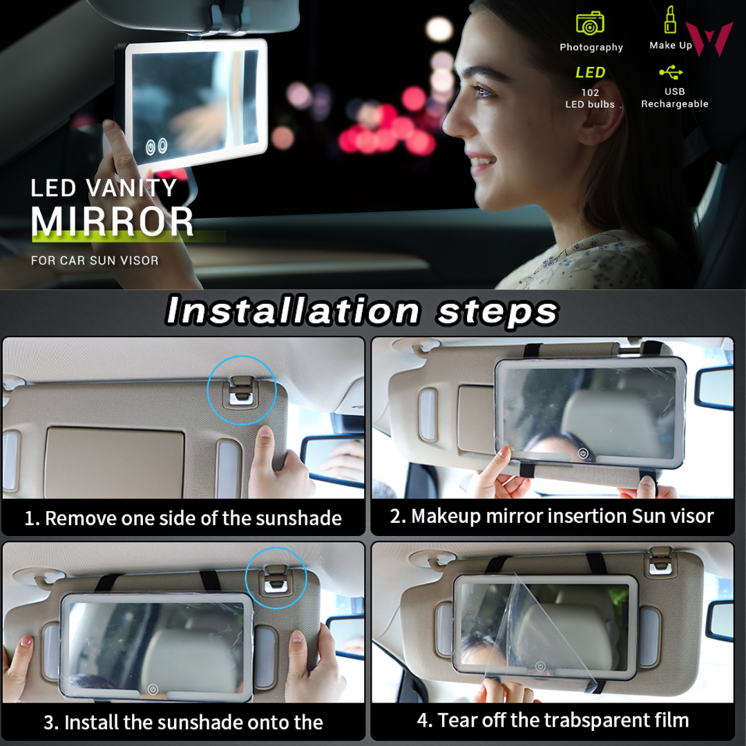 LED Vanity mirror for cars-Beauty on the Road